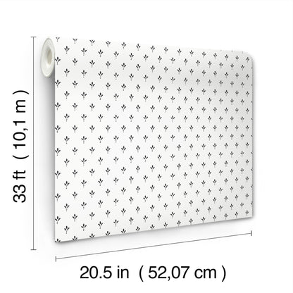 York Wallcoverings Magnolia Home 4 Charm Black and White Wallpaper Traditional Small Prints Whites and Off-Whites   - MF4775