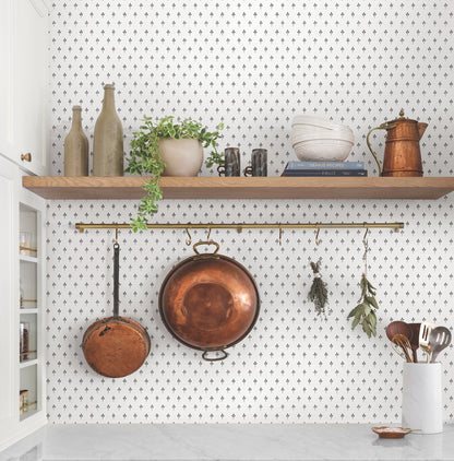 York Wallcoverings Magnolia Home 4 Charm Black and White Wallpaper Traditional Small Prints Whites and Off-Whites   - MF4775