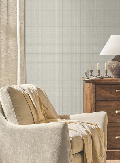 York Wallcoverings Magnolia Home 4 Windsor Ivory Wallpaper Traditional Small Prints Greys   - MF4782