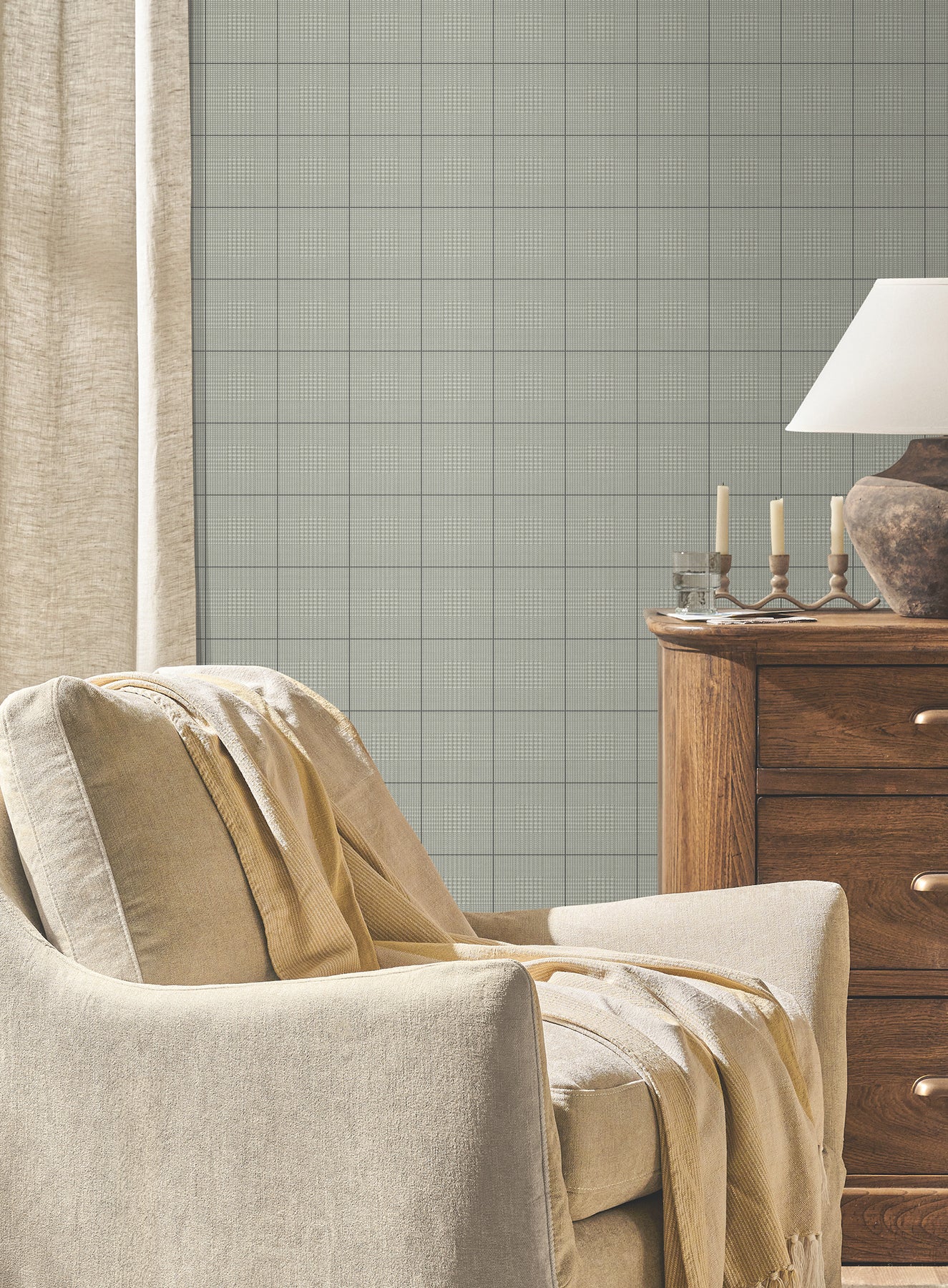 York Wallcoverings Magnolia Home 4 Windsor Grey Wallpaper Traditional Small Prints Greys   - MF4783