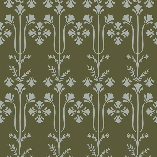 York Wallcoverings Magnolia Home 4 Lydia Moss Wallpaper Traditional Botanical Greens   - MF4801