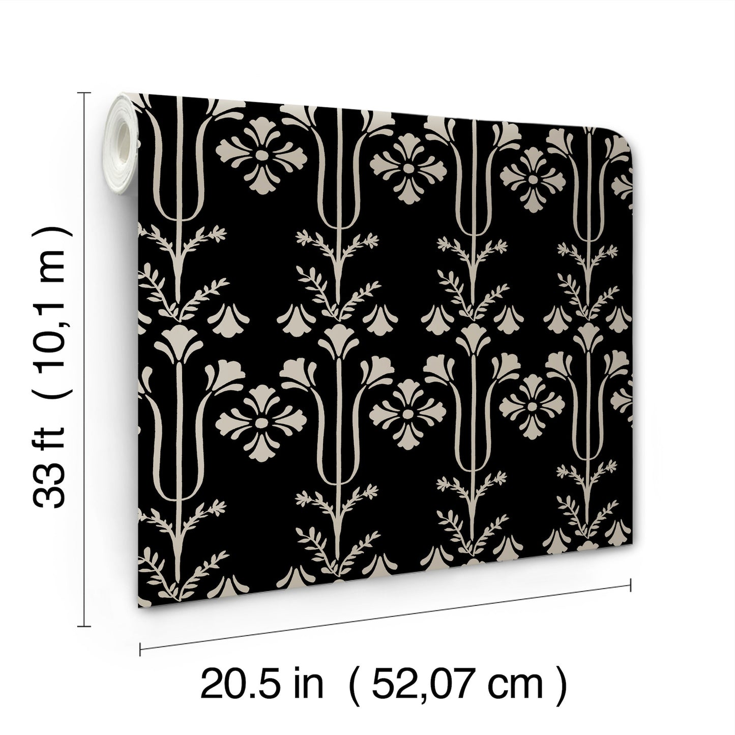 York Wallcoverings Magnolia Home 4 Lydia Black Wallpaper Traditional Botanical Blacks   - MF4803