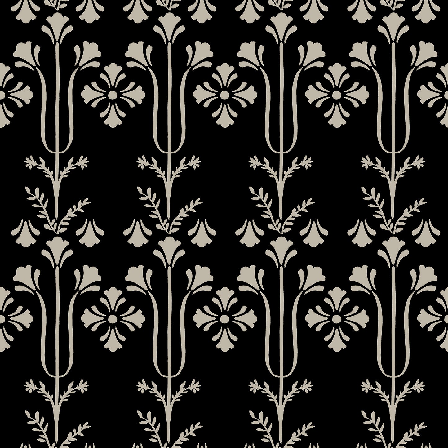York Wallcoverings Magnolia Home 4 Lydia Black Wallpaper Traditional Botanical Blacks   - MF4803