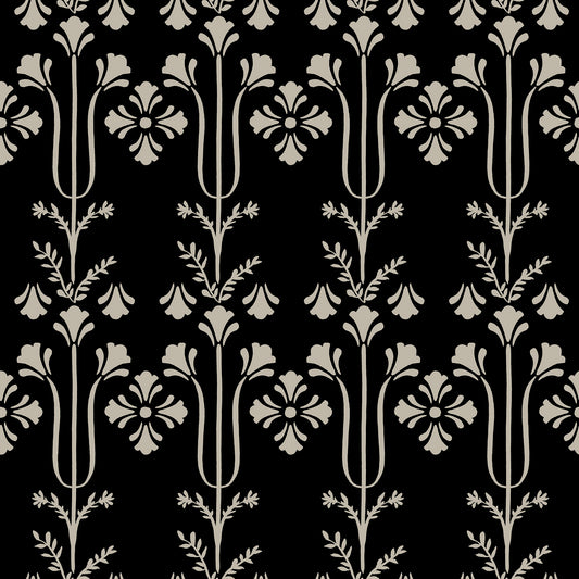 York Wallcoverings Magnolia Home 4 Lydia Black Wallpaper Traditional Botanical Blacks   - MF4803