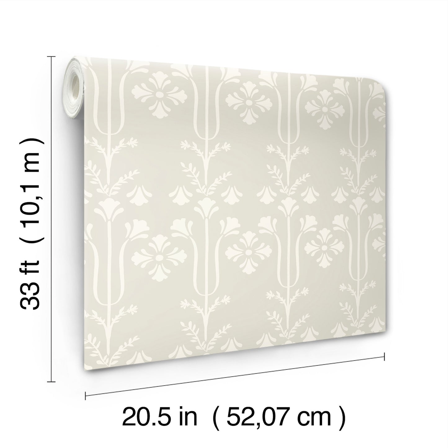 York Wallcoverings Magnolia Home 4 Lydia Ivory Wallpaper Traditional Botanical Greys   - MF4804
