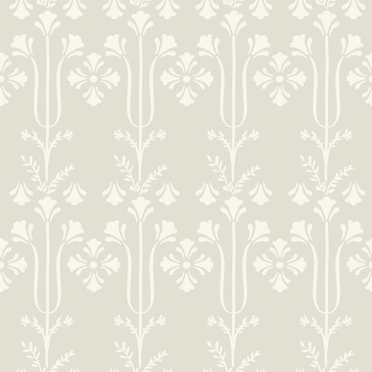York Wallcoverings Magnolia Home 4 Lydia Ivory Wallpaper Traditional Botanical Greys   - MF4804