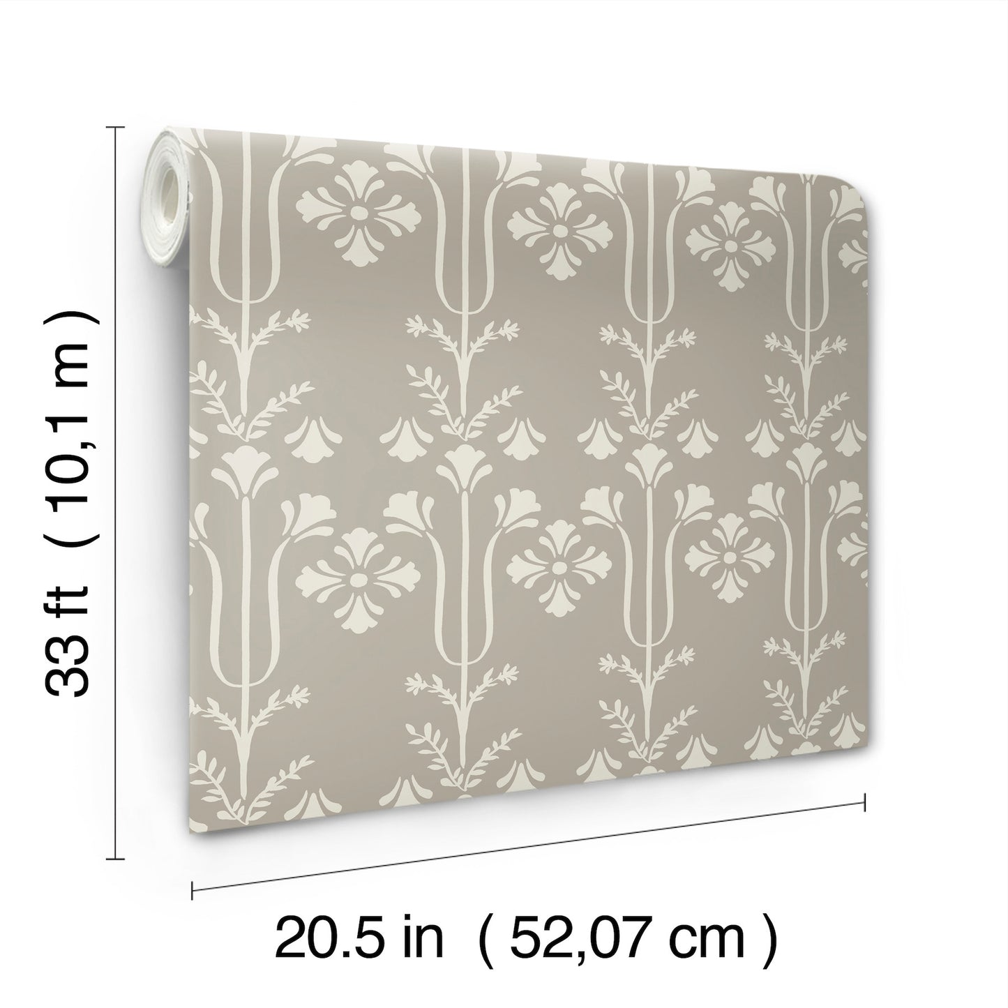 York Wallcoverings Magnolia Home 4 Lydia Taupe Wallpaper Traditional Botanical Beiges   - MF4805