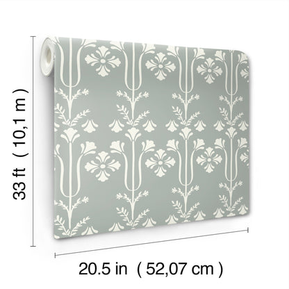 York Wallcoverings Magnolia Home 4 Lydia Botanical Traditional Blue   - MF4806