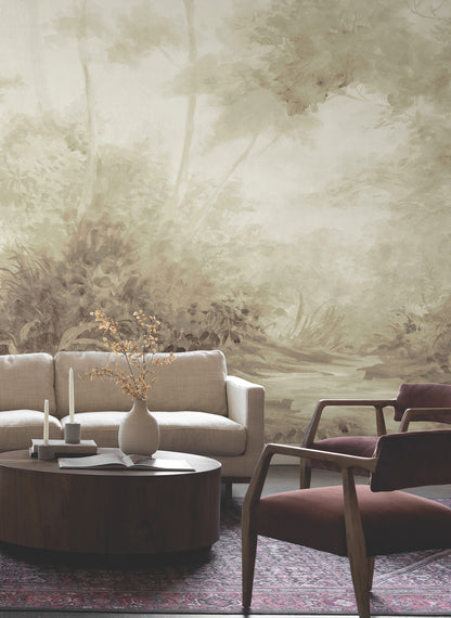 York Wallcoverings Magnolia Home 4 Woodlands Sepia Wall Mural Feature Wall Botanical Beiges   - MF4807M