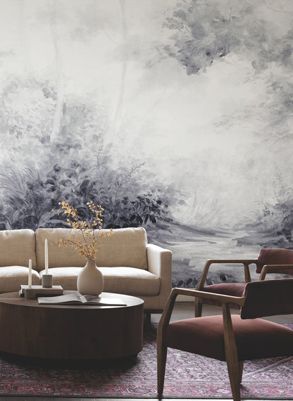 York Wallcoverings Magnolia Home Woodland Black and White Wall Mural Feature Wall Botanical Greys   - MF4808M