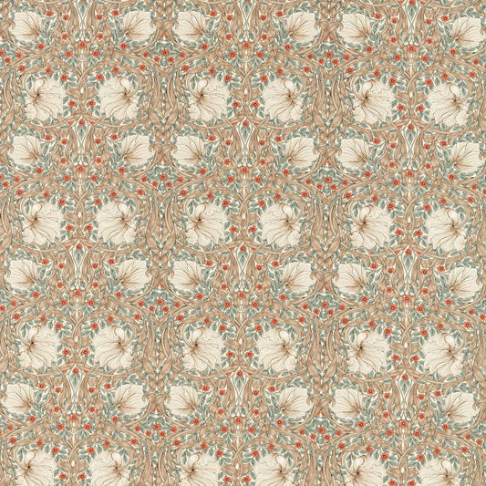 MORRIS & CO Pimpernel Fabric Contemporary, Floral Linen,Coral   - MFRF227231