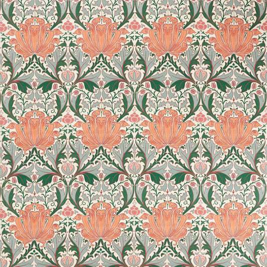 MORRIS & CO Helena Fabric Contemporary, Floral Peach,Teal   - MFRF227238