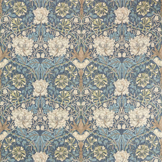MORRIS & CO Honeysuckle & Tulip Fabric Contemporary, Floral Woad,Thyme   - MFRF227242