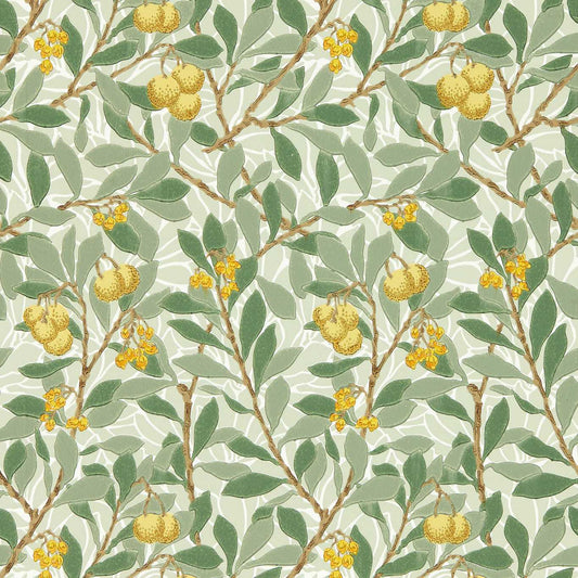 MORRIS & CO Arbutus Wallpaper Leaves , Trees Sage,Lemon  Surflex-Printed Wallpaper - MFRW217356
