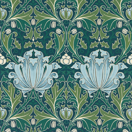 MORRIS & CO Helena Wallpaper Contemporary, Floral Indigo,Boughs  Digital Printed Wallpaper Wide Width - MFRW217359