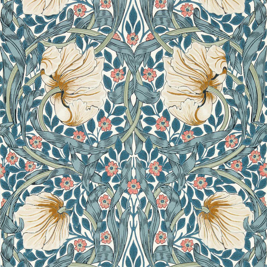 MORRIS & CO Pimpernel Wallpaper Contemporary, Floral Woad,Coral  Surflex-Printed Wallpaper - MFRW217363