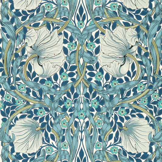 MORRIS & CO Pimpernel Wallpaper Contemporary, Floral Cobalt,Mineral  Surflex-Printed Wallpaper - MFRW217365