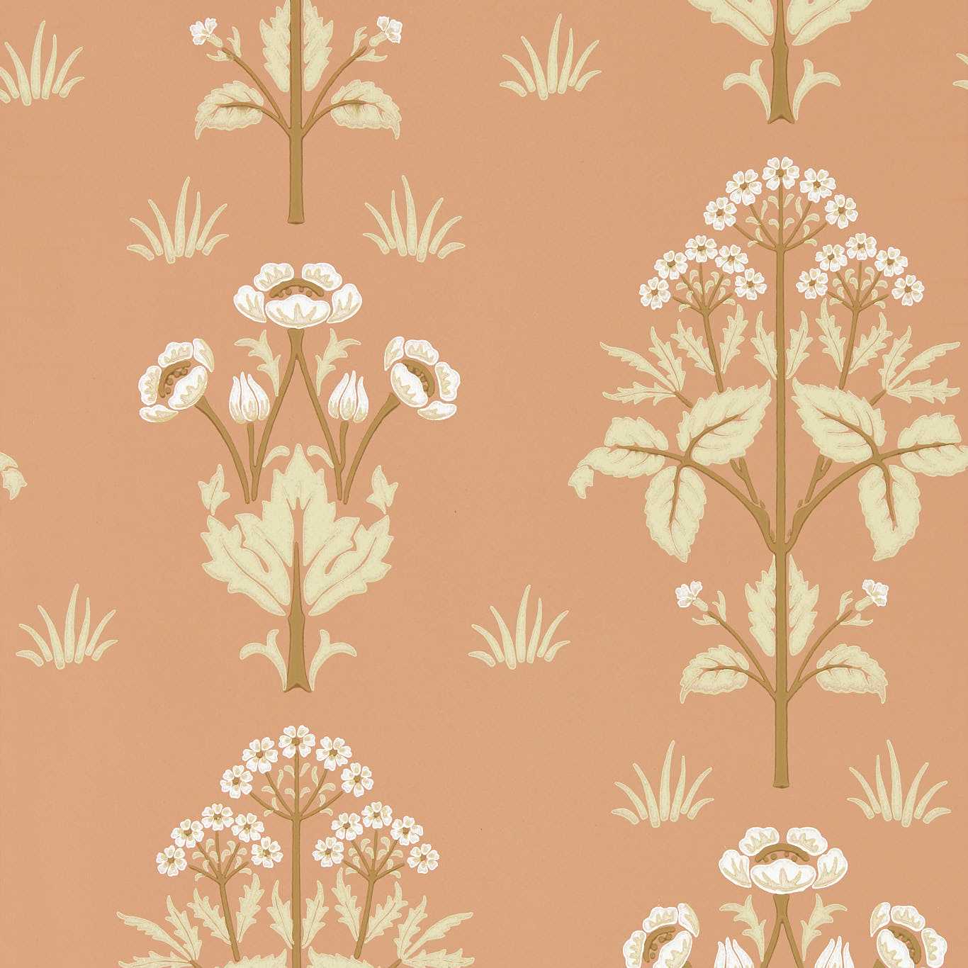 MORRIS & CO Meadow Sweet Wallpaper Contemporary, Floral Blush  Surface- Printed Wallpaper - MFRW217366