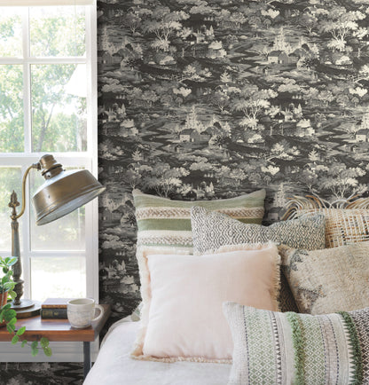 York Wallcoverings Magnolia Home Homestead Black and Grey Wallpaper   Whites and Off-Whites   - MH1500