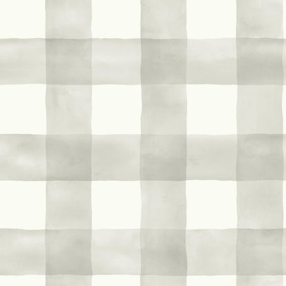 York Wallcoverings Magnolia Home Watercolor Check Grey and White Wallpaper   Whites and Off-Whites   - MH1518