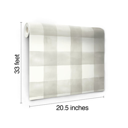 York Wallcoverings Magnolia Home Watercolor Check Grey and White Wallpaper   Whites and Off-Whites   - MH1518