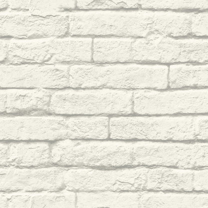 York Wallcoverings Magnolia Home Brick and Mortar White and Grey Wallpaper   Whites and Off-Whites   - MH1555