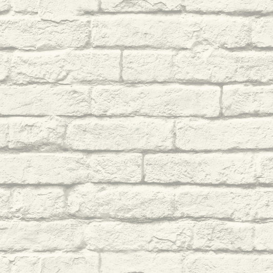 York Wallcoverings Magnolia Home Brick and Mortar White and Grey Wallpaper   Whites and Off-Whites   - MH1555