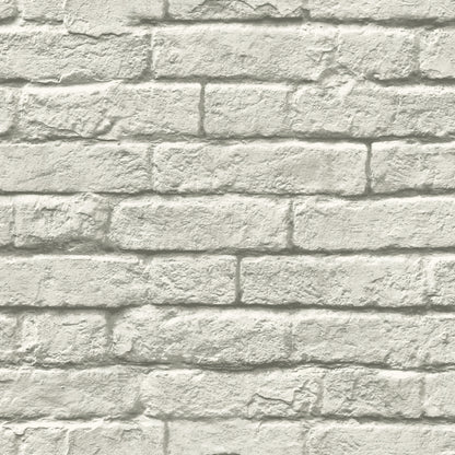 York Wallcoverings Magnolia Home Brick and Mortar Grey and White Wallpaper   Whites and Off-Whites   - MH1556