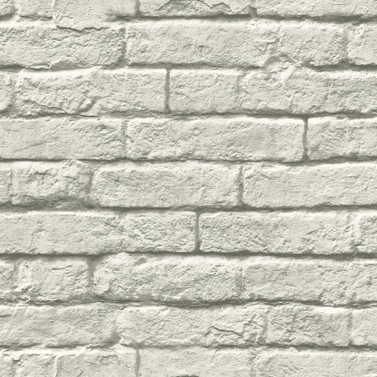 York Wallcoverings Magnolia Home Brick and Mortar Grey and White Wallpaper   Whites and Off-Whites   - MH1556