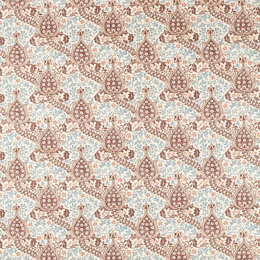 MORRIS & CO Persian Tulip Fabric Classic Floral Umber,Mineral Blue   - MHCB227382