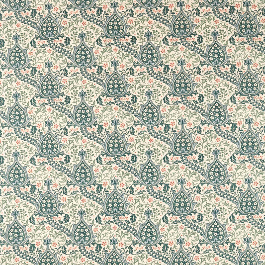 MORRIS & CO Persian Tulip Fabric Classic Floral Teal   - MHCB227383