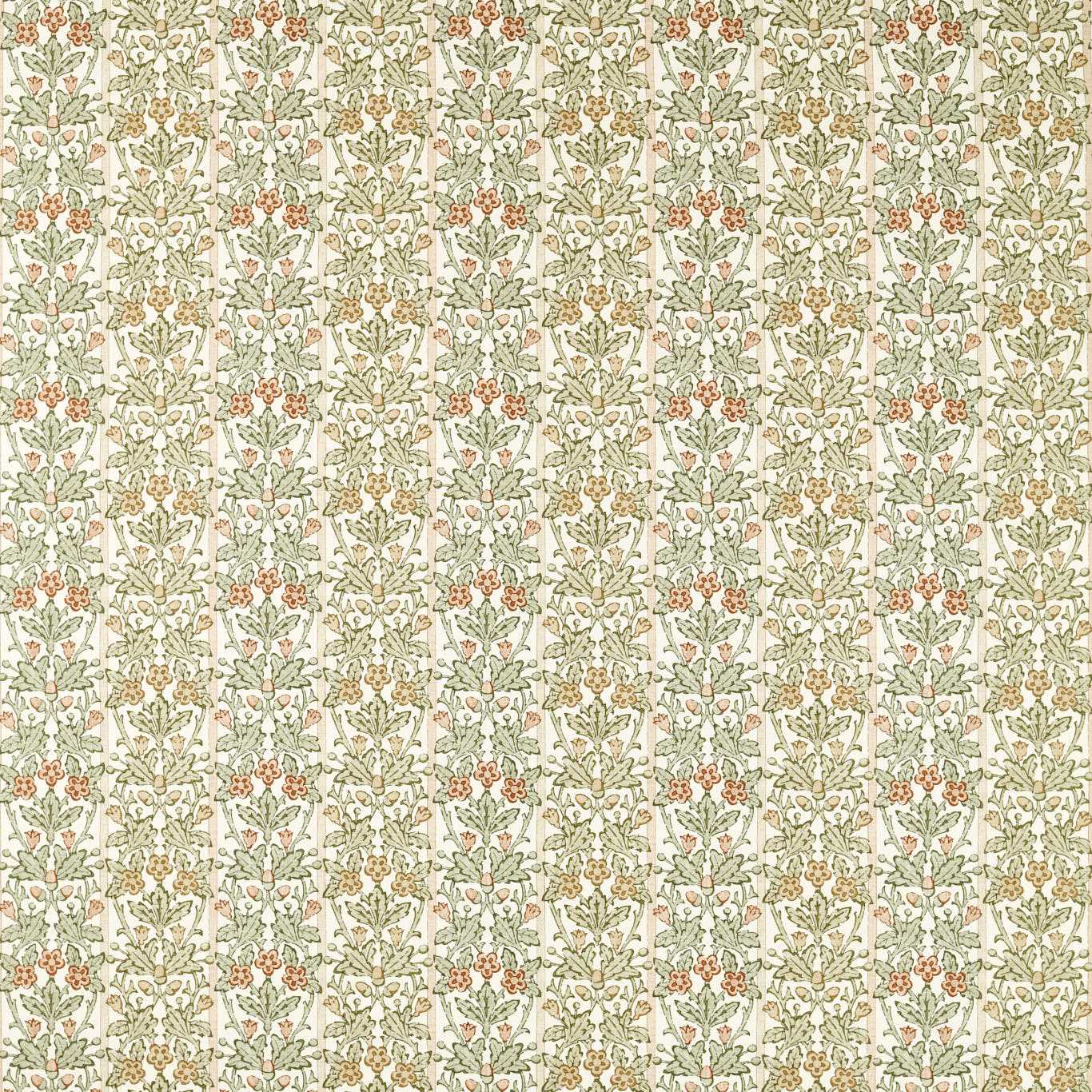 MORRIS & CO Oak & Blossom Fabric Classic Floral Chestnut,Primrose   - MHCB227384