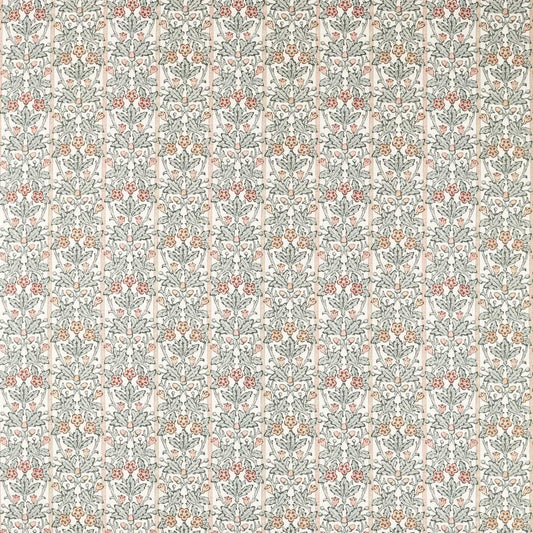 MORRIS & CO Oak & Blossom Fabric Classic Floral Umber,Mineral Blue   - MHCB227386