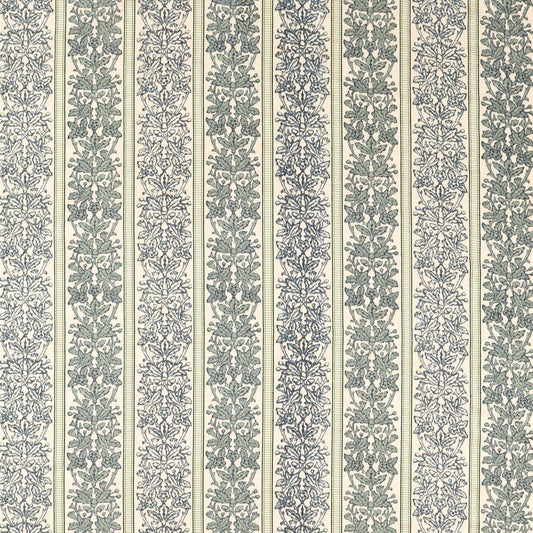 MORRIS & CO Oak & Blossom Weave Fabric Stripes Green,Indigo   - MHCB237668
