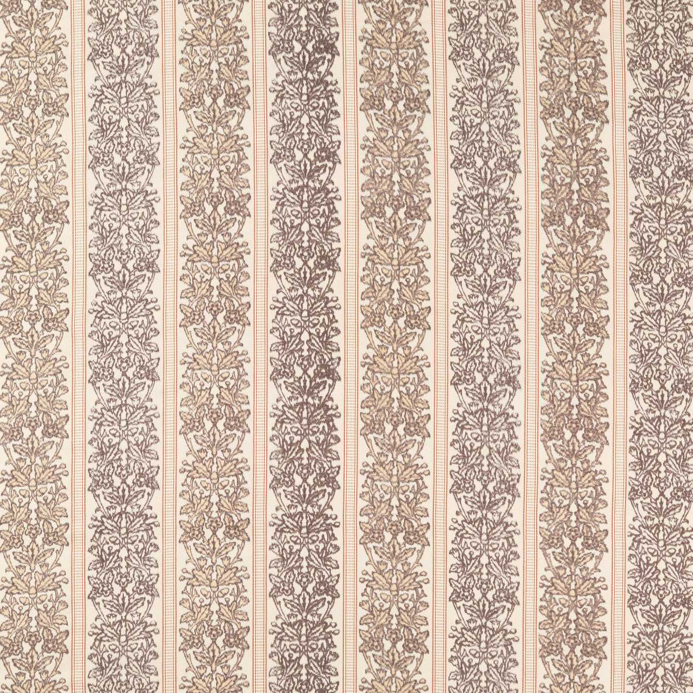 MORRIS & CO Oak & Blossom Weave Fabric Stripes Chestnut   - MHCB237669