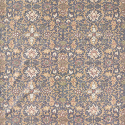 MORRIS & CO Wilton Warp Print Fabric Classic Floral Indigo   - MHCB237672
