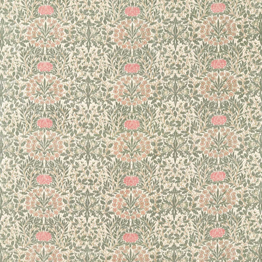 MORRIS & CO Daisy & Oak Warp Print Fabric Classic Floral Forest,Rose   - MHCB237674