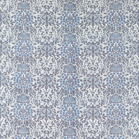 MORRIS & CO Daisy & Oak Warp Print Fabric Classic Floral Indigo   - MHCB237675