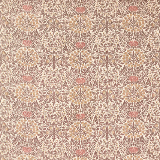 MORRIS & CO Daisy & Oak Warp Print Fabric Classic Floral Chestnut,Primrose   - MHCB237676