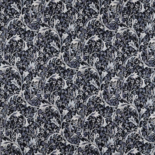 MORRIS & CO Clover & Vine Weave Fabric Classic Floral Indigo   - MHCB237678
