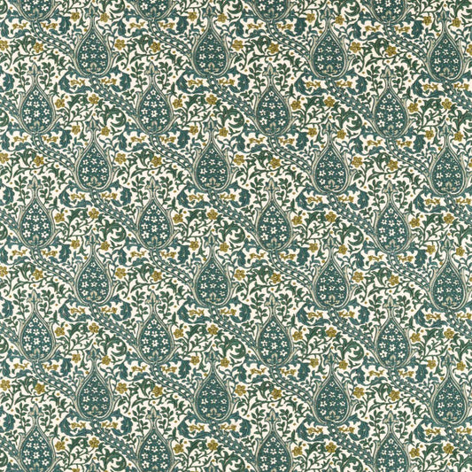 MORRIS & CO Persian Tulip Embroidery Fabric Classic Floral Evergreen   - MHCB237680