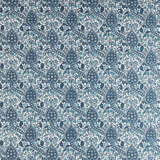 MORRIS & CO Persian Tulip Embroidery Fabric Classic Floral Indigo   - MHCB237681