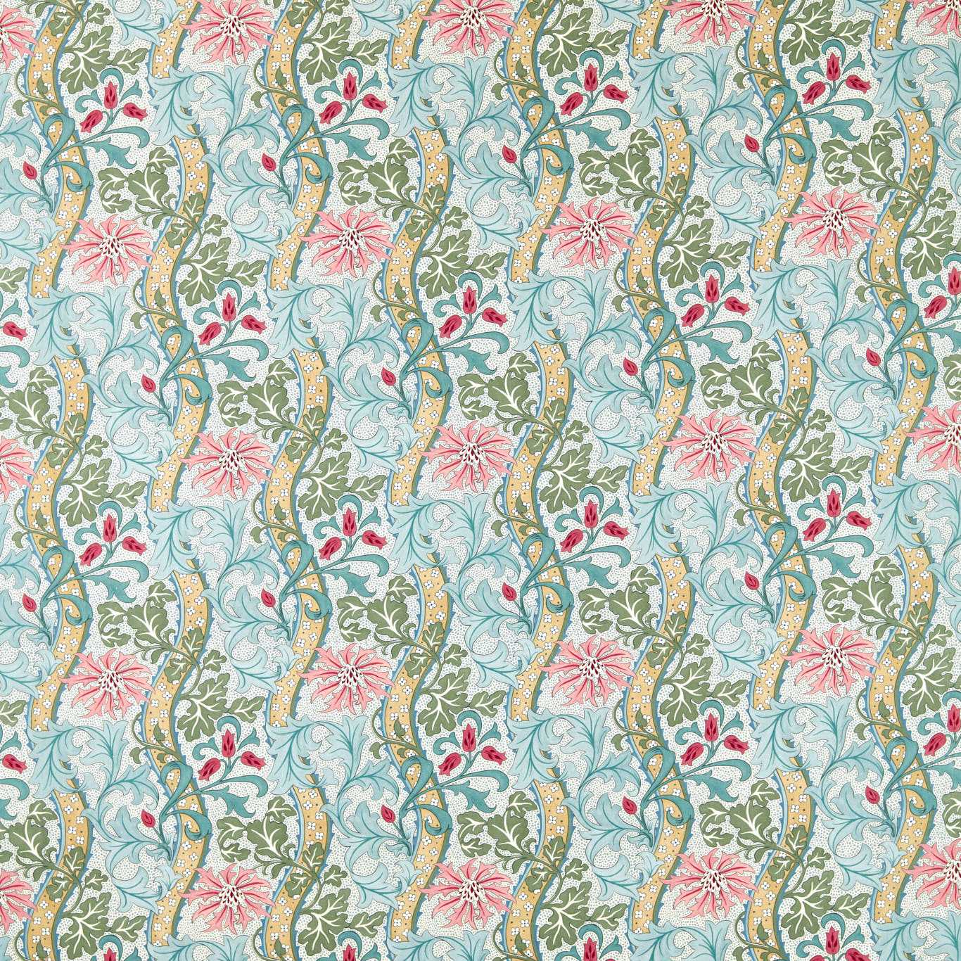 MORRIS & CO Cornflower Fabric Classic Floral Rose,Woad   - MHTF227355