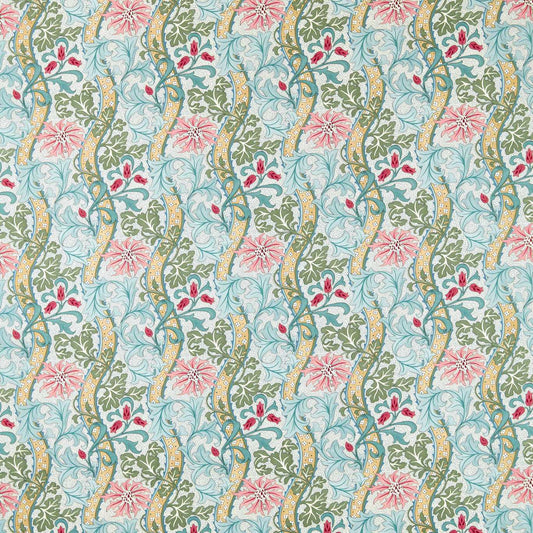 MORRIS & CO Cornflower Fabric Classic Floral Rose,Woad   - MHTF227355