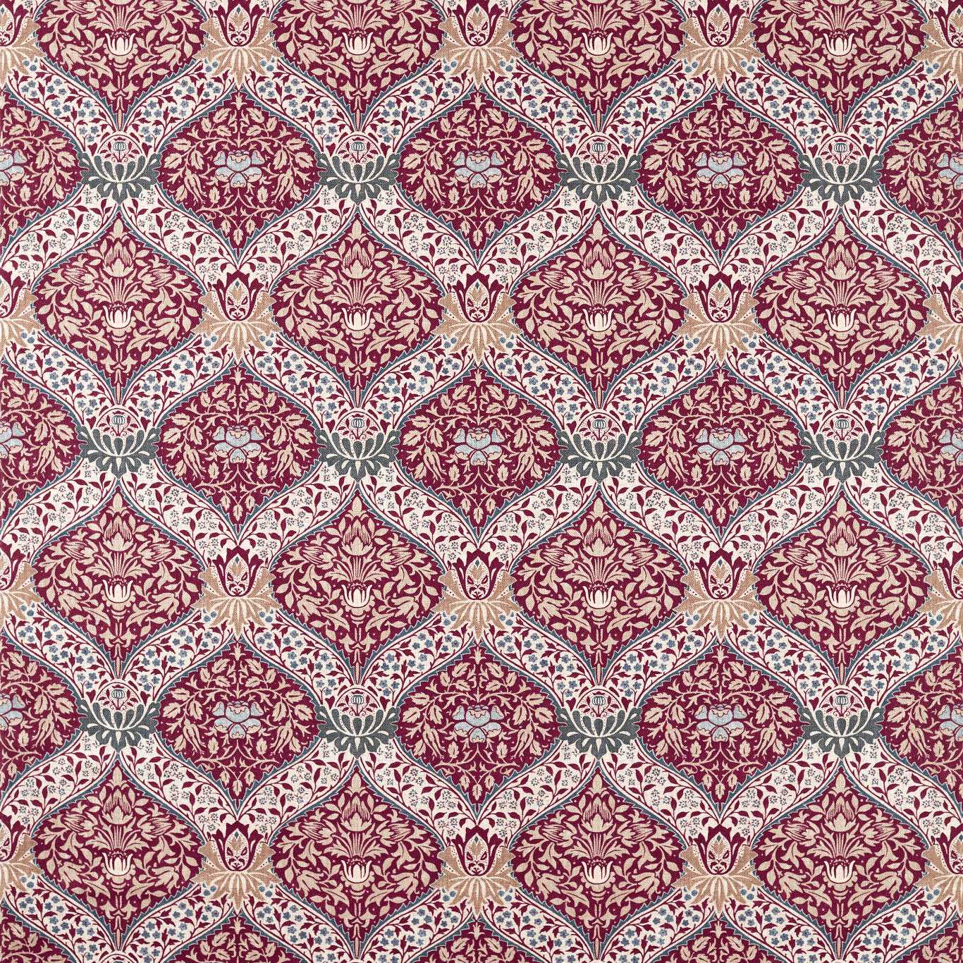 MORRIS & CO Norbury Fabric Classic Floral Madder   - MHTF227359