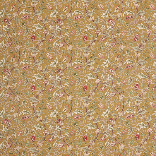 MORRIS & CO Scrolling Tulip Fabric Classic Floral Gold   - MHTF227361