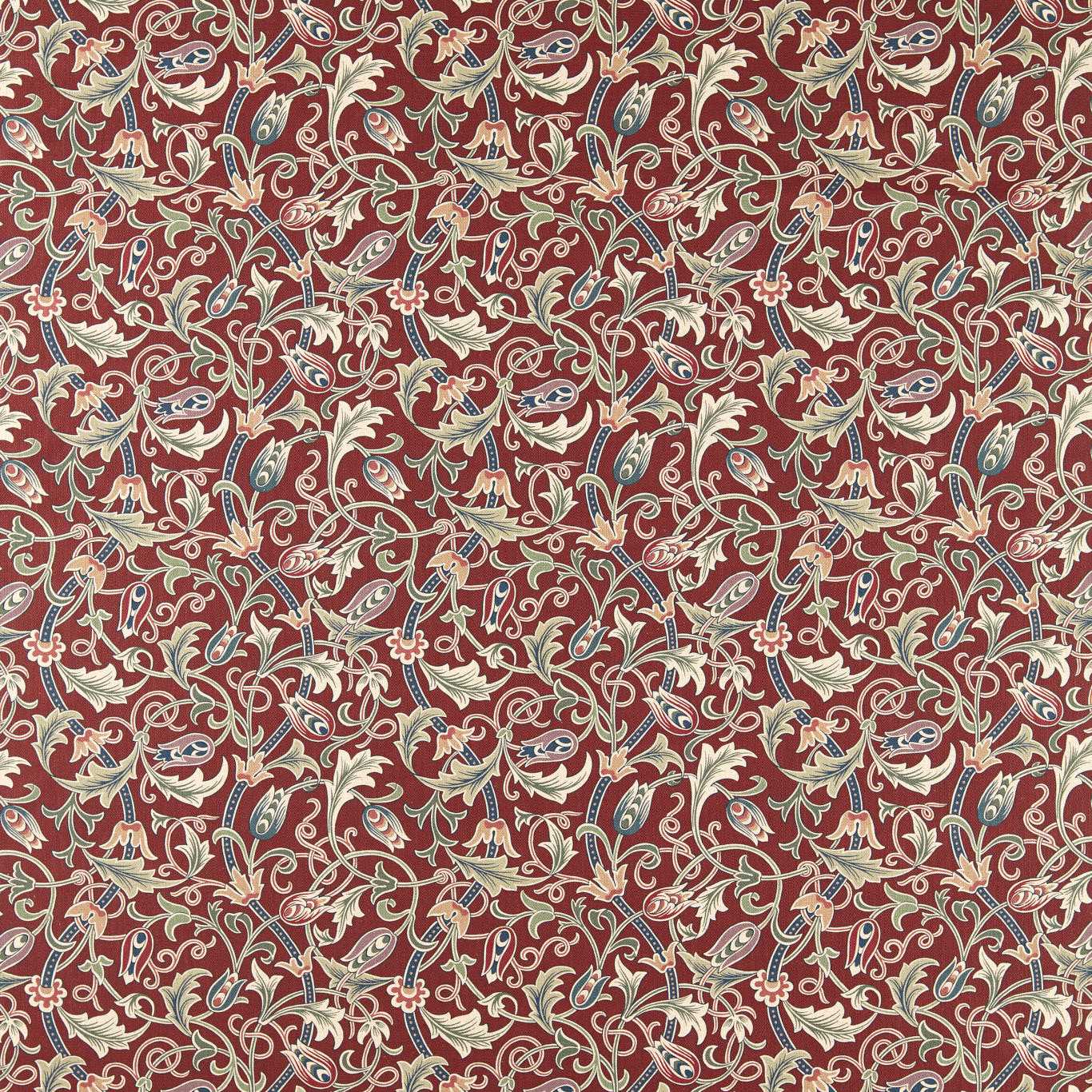MORRIS & CO Scrolling Tulip Fabric Classic Floral Plum   - MHTF227362