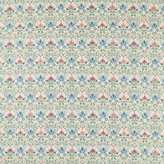 MORRIS & CO Meda Iris Fabric Classic Floral Rose,Thyme   - MHTF227366