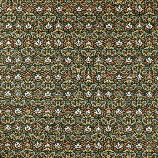 MORRIS & CO Meda Iris Fabric Classic Floral Forest,Russet   - MHTF227367