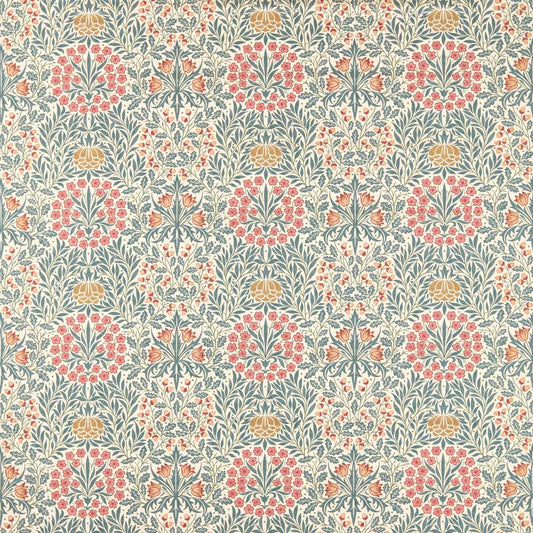 MORRIS & CO Daisy & Oak Fabric Classic Floral Madder,Teal   - MHTF227371